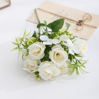 Buket Bunga Mawar Hydrangea Buatan Campuran, Bunga Mawar Buatan, Bunga Sutra, Realistis, Buatan Tangan untuk Dekorasi Pernikahan Natal
