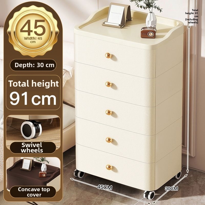45-sided wide drawer cabinet 5 layers-milk white