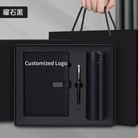 Set de Regalo Corporativo de Lujo con Logotipo Personalizado, Cuaderno de Cuero PU, Termo con Indicador de Temperatura LED y Bolígrafo, para Reuniones de Negocios, Precio al por Mayor