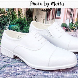 White Leather <b>Dress</b> Shoes <b>Men</b> Formal Wedding Groom Business One Kick Closure Durable Anti Yellowing - Product Image 4