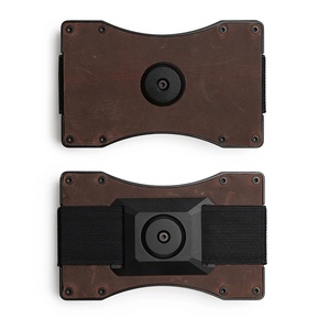 Boshiho Customized Slim Aluminum Genuine Leather Spinning Top <b>RFID</b> <b>Blocking</b> Fashion Men's Business Card <b>Wallet</b> Factory-Direct - Product Image 3