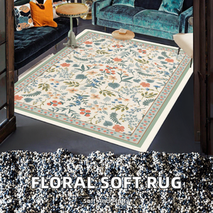 Tapis moderne imprimé sur mesure à motifs floraux en polyester, épais, à poils longs, doux et moelleux, lavable en machine, antidérapant, pour salon, chambre et décoration intérieure - Product Image 2