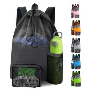 Large Mesh <b>Drawstring</b> <b>Backpack</b> for Swimming Beach and Fitness Storage Bag with Inner Anti-theft Pocket Unisex Large Storage - Product Image 1