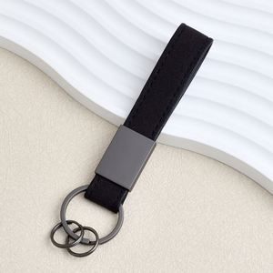 Customized Logo Brand Business Vintage Suede <b>Leather</b> Key Ring PU <b>Leather</b> <b>Keychain</b> for Men with Metal Carabiner - Product Image 1