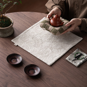 Tapete de Té Redondo Bordado Jacquard Guanlan, Impermeable y Aislante del Calor, para Accesorios de Ceremonia del Té - Product Image 3