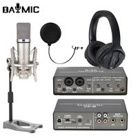 Kit d'enregistrement en studio professionnel d'usine, interface multifonction 2 canaux, microphone pour casque, moniteur, haut-parleur