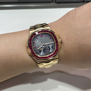 Montre mécanique de luxe pour homme plaquée or 18 carats avec détails en rubis, calendrier des phases lunaires, cadran multifonction, montre-bracelet automatique - Product Image 6