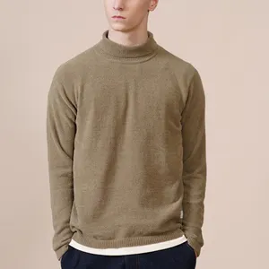 Suéter de punto de lana Merino de Cachemira de invierno con estilo de cuello alto para hombre