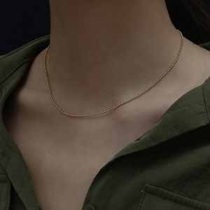 Collar de Cadena Chapado en Oro de Acero Inoxidable para Niñas, Gargantilla de Bolas para Niñas, Collar de Eslabones para Mujeres - Product Image 1