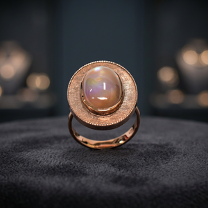 <b>Ring</b> R-12507 Rose Gold Plated Trendy Gemstone <b>Ring</b> with Bezel Setting - Product Image 3