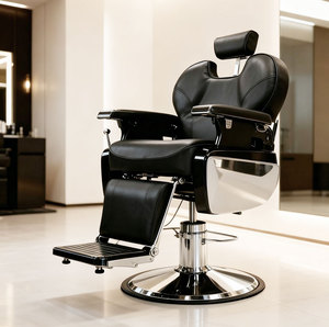 Sillón de Barbería Hidráulico Clásico Moderno, Sillón de Peluquería Reclinable de Lujo en Negro para Hombres, Muebles de Salón al por Mayor - Product Image 2