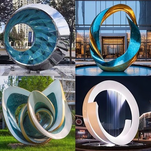 Escultura de Anillo de Acero Inoxidable Personalizada, Superficie de Espejo Abstracta, Escena Acuática Luminosa, Proyectos Comerciales para Exteriores, Entrada, Piso - Product Image 5