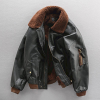 Blouson Aviateur Classique en Cuir Rembourré avec Col Polaire pour Homme – Veste Moto Chaleureuse et Coupe-Vent Style Vintage Hiver