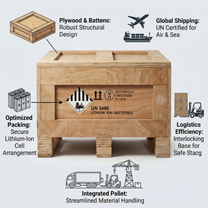 Cajas de Madera para Embalaje de Mercancías Peligrosas, Uso de Baterías de Litio, Personalización UN3480, Tratamiento de Superficie, Marca Chenjie - Product Image 2