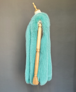 Special Nice Turquoise Fox Fur Vest Jacket Classic Vertical Stripes Fluffy Fur <strong>Gilet</strong> Coat Women Thick Warm Fur Waistcoat Clothes - Product Image 4