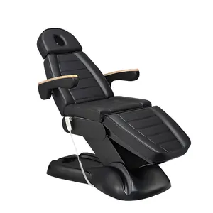 China Factory Supply Commercial Hydraulic Heated Tattoo Spa Beds Electric Facial Chair Black Beauty Bed
