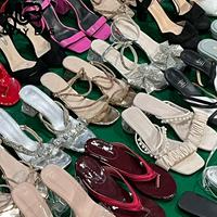 Vente en gros de chaussures d'occasion S14, sandales pour femmes, sandales d'été d'occasion, lots mixtes de sandales plates pour femmes