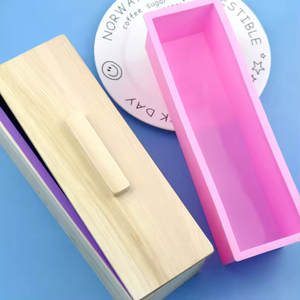 Cetakan Silikon Persegi Panjang Tebal untuk Pembuatan Sabun DIY, Kit Cetakan Silikon dengan Kotak Kayu dan Kotak Kayu dengan Cetakan - Product Image 2