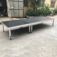 Plateforme de scène rétractable portable TourGo, installation rapide et facile, contreplaqué, quatre pieds