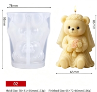 Neue Ideen Hochzeits-Teddybär Duftkerze Silikonform DIY Handgemachtes Kreatives Geschenk Gips-Ornament Schleifwerkzeug Kerzenform
