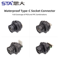 Connecteur de panneau USB-C Type-C à charge rapide pour extérieur, étanche IP67, prise femelle-femelle pour montage sur châssis, câble FPC