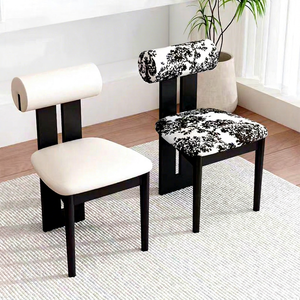 Modern Portable Living Room Chair with <b>Black</b> White Floral Upholstery Solid Wood <b>Frame</b> Traditional Design Style Home Furniture - Product Image 1