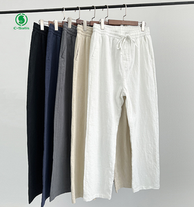 Pantalon <span class=keywords><strong>en</strong></span> <span class=keywords><strong>lin</strong></span> premium pour homme, pantalon <span class=keywords><strong>en</strong></span> coton et <span class=keywords><strong>lin</strong></span> léger d'été, blanc, ample, jambe droite, pantalon décontracté pour homme - Product Image 3