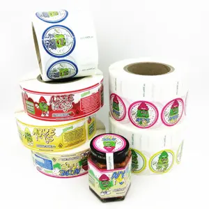 Custom Gedrukt Roll Logo Glossy Lamineren Lijm Glazen Fles Stickers Cookies Jam Honing Jar Labels