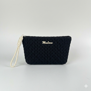 Black Quilted Puffy <b>Makeup</b> Bag Pink Wristlet Cosmetic Pouch Classic Travel Toiletry Organizer <b>Case</b> For Elegant Women - Product Image 3