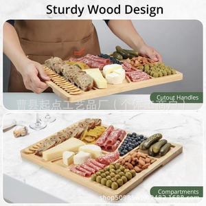 Home use square divided solid wood <b>tray</b>, creative and simple wooden biscuit <b>tray</b>, living room wooden cheese and <b>snack</b> <b>tray</b> - Product Image 4