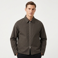 Blouson Bomber Kippo Printemps Décontracté à Fermeture Éclair Style Vintage Streetwear pour Homme, Col Rabattu, 100% Polyester, Motif Uni Imprimé par Décharge