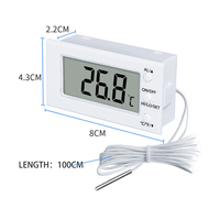 Thermomètre numérique à alarme haute/basse température pour usage industriel avec grand écran LCD et sonde filaire externe en blanc ou en noir