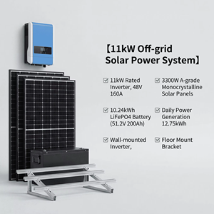 Système hors réseau monocristallin 11kW 51.2V avec fonction <span class=keywords><strong>de</strong></span> complément <span class=keywords><strong>de</strong></span> réseau, batterie LiFePO4 15kWh et onduleur MPPT 160A pour stockage d'énergie domestique - Product Image 2