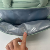 Sac de maquillage de voyage gonflé de couleur macaron avec logo personnalisé en gros, organisateur de cosmétiques imperméable avec porte-pinceaux pour femmes