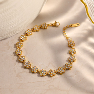 Bracelet en diamant pour femme, plaqué or 18 carats, coupe baguette, motif floral, bijoux à porter au quotidien, origine Yiwu SL41769 - Product Image 4