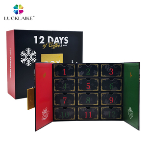 Customized Beauty Advent Calender Empty Packaging 12 Days Tea Coffee Bean Christmas Gift Black Advent Calendar Box Custom