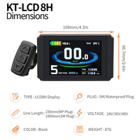 Compteur de vitesse LCD couleur USB KT LCD8H pour vélo électrique 24V 36V 48V avec connecteur SM WP 5 broches pour kit de conversion de vélo électrique