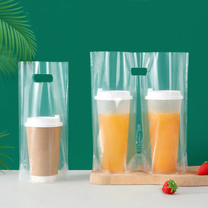 Bolsa de Plástico Transparente Reciclable Personalizada con Logotipo de Marca Impreso, Bolsa para Llevar Café, Bolsa con Asa - Product Image 1