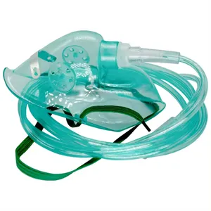 Máscara de oxígeno de respiración facial transparente portátil desechable de alta calidad para uso médico