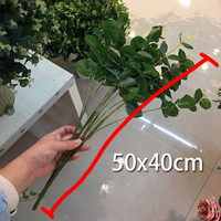 Meilleures ventes : Faux arbres vertes, 16 têtes, buisson d'eucalyptus en soie, herbe verte poussiéreuse 'Silver Coin', 47 cm, écologique, Noël, Pâques