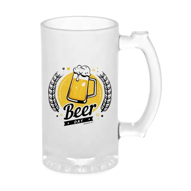 Bicchiere a sublimazione vuoto caffè bevanda boccale di birra modello personalizzato 16oz trasparente smerigliato boccale di birra