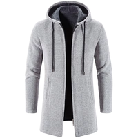 Cardigan zippé en chenille épaisse pour homme, à capuche, mi-long, tricoté, chaud, décontracté, pour l'hiver, vente en gros