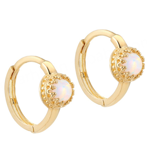 Classic Jewelry 925 Sterling Silver Round Shape <b>Earring</b> <b>Opal</b> <b>Earrings</b> Gold Fine Quality Jewelry - Product Image 2