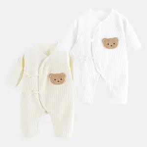 Spring Summer Newborn Infant Baby Unisex Bears Butterfly Thin Breathable Boneless Long Sleeve Bodysuit Clothes Baby Jumpsuits