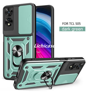 Lichicase Acier Pris En Charge Push Fenêtre Lentille Protection TPU Hybride PC Bumper Case pour TCL 505 Téléphone Sac - Product Image 6