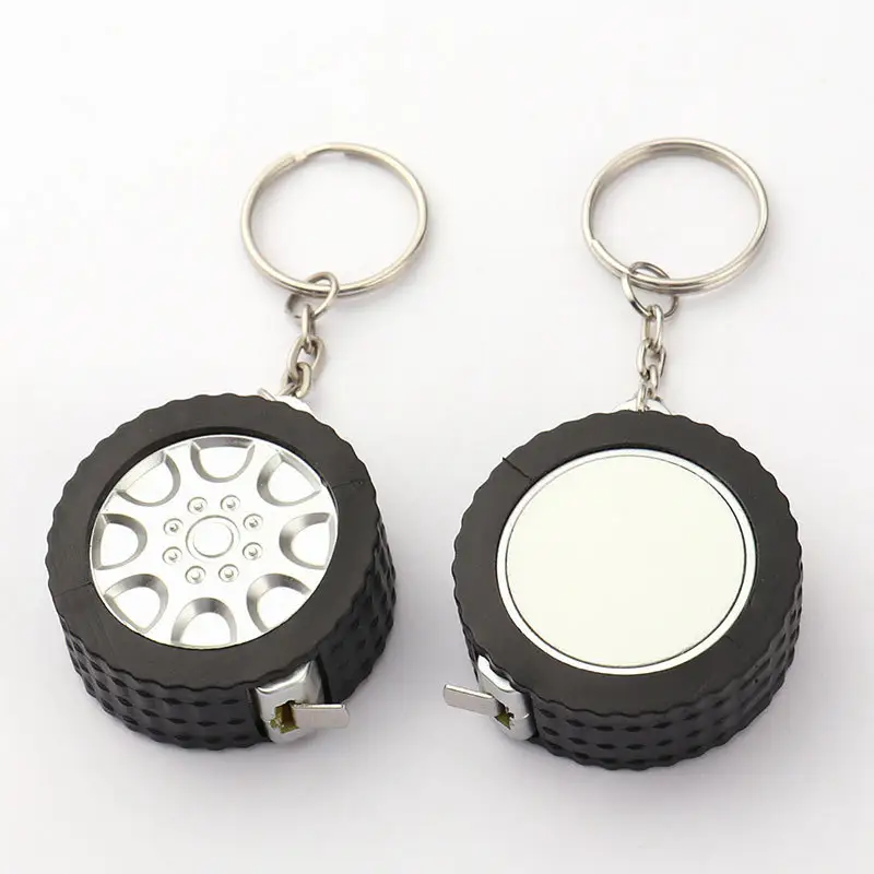 Chaveiro de pneu de sublimação pequeno em branco promoção direta da fábrica 2024 Mini fita métrica