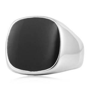 yunnique Men's <b>Titanium</b> Steel <b>Ring</b> Geometric Square Black Inlay Plain Fashion Jewelry FY280351 - Product Image 4
