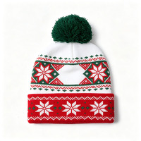 Bonnet de Noël en acrylique tricoté avec pompon, unisexe, motif jacquard, personnalisable avec logo et motif pour fêtes de fin d'année, OEM ODM