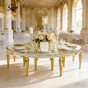 Mesa de Comedor Moderna de Acero Inoxidable Dorado y MDF con Forma de Serpiente, Lujosa, para Hogar, Hotel, Personalizable - Product Image 1