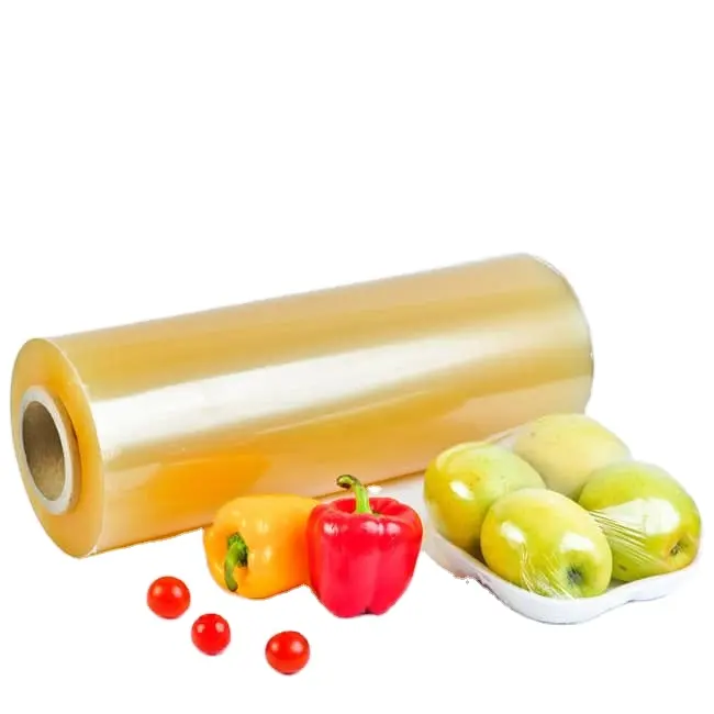 China Lieferanten Lebensmittel qualität Biologisch abbaubare Lebensmittel verpackung Kunststoff Aufbewahrung-Frische PVC-Frisch halte folie für Küche und Supermarkt